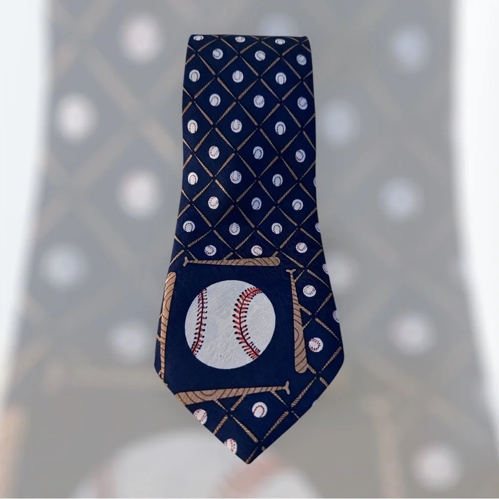 Baseball White Ball Black Tie Design by A Rogers 56 x 3 1/2